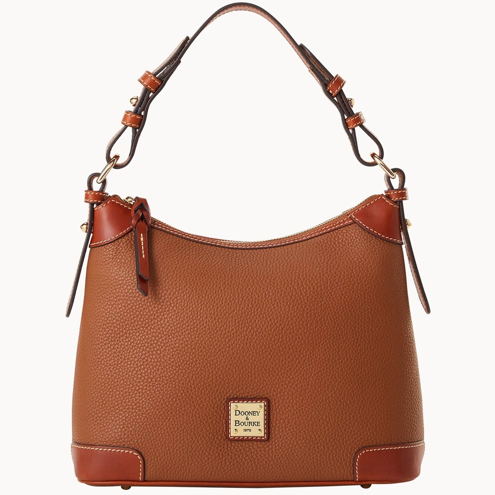 Dooney & Bourke Pebble Grain Hobo Leather Shoulder Bag Caramel